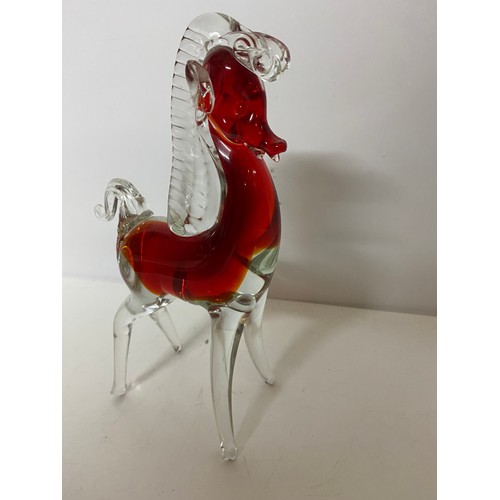 869 - Vintage Murano style hand blown glass horse