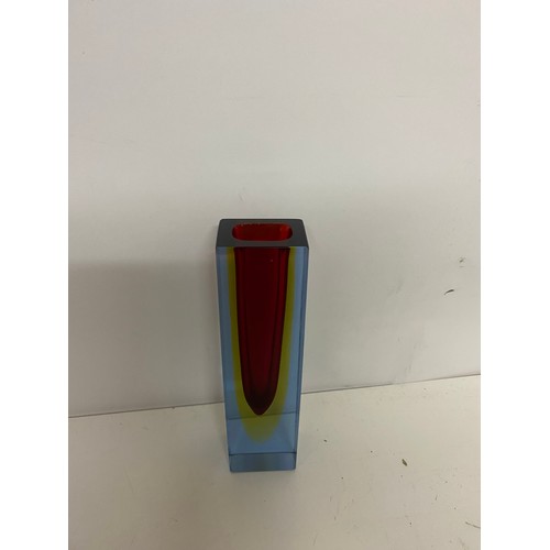 870 - 1960's Murano Sumerso tri colour vase by Flavio Poli 18cms tall