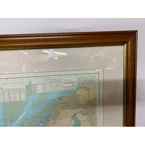685 - Vintage framed wall Map of Morecombe Bay and Approaches