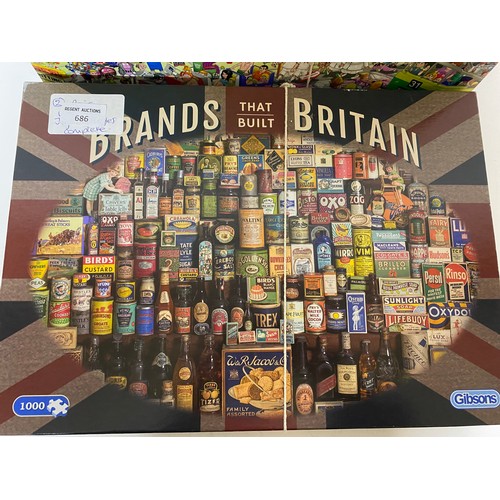 686 - Pair of vintage jigsaw puzzles, 'I Love Bognor Regis' and 'The Brands that Built Britain' both compl... 