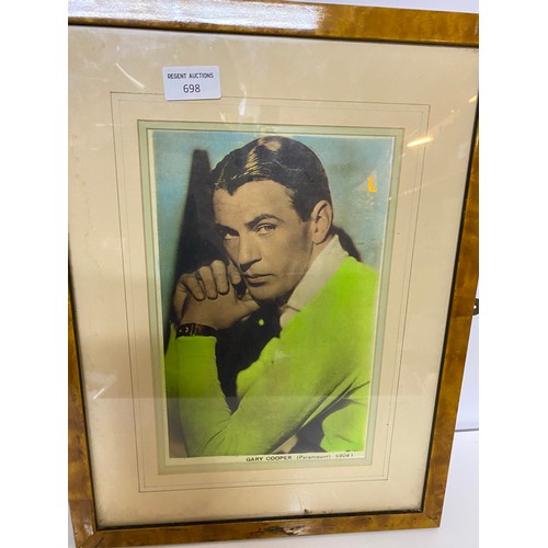 698 - 2 x framed black and white pictures of actors Dennis Price and Gary Cooper.