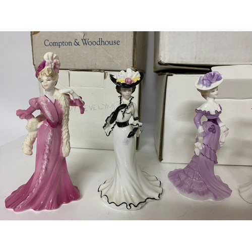 701 - 8 x boxed Compton and Woodhouse miniature Lady figurines from Coalport