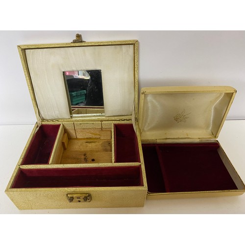 876 - Mid century lined jewellery boxes in faux leather