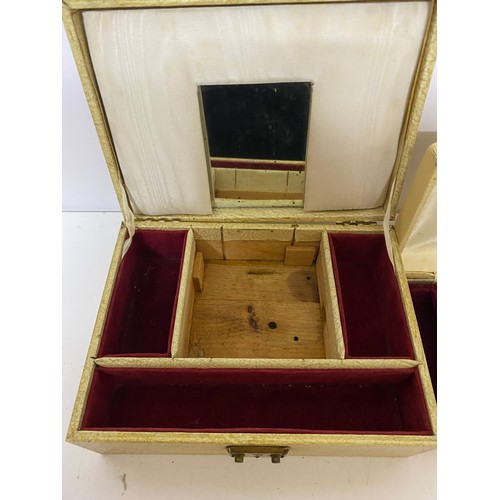 876 - Mid century lined jewellery boxes in faux leather