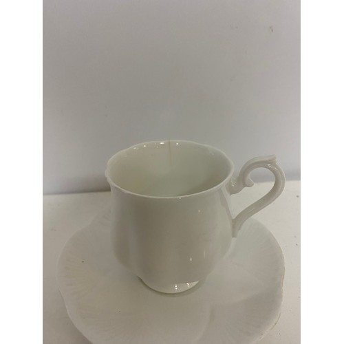 888 - Vintage set of 4 cups and saucers from Shelley dainty white porcelain.