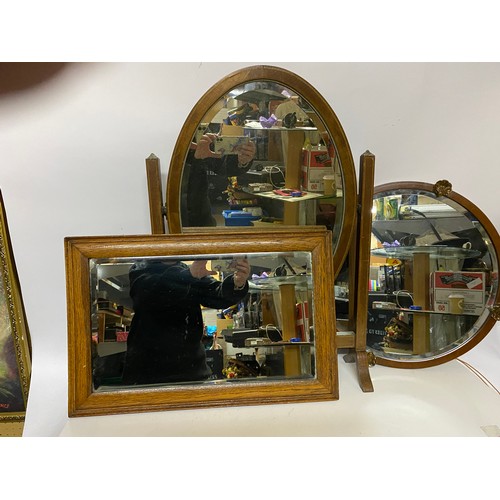 853 - Selection of 3 x bevelled vintage mirrors including a dressing table mirror measuring 74 x 51 cms