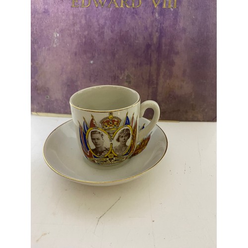 917 - Commemorative book on King George V and King Edward VIII and coronation cup and saucer of George and... 