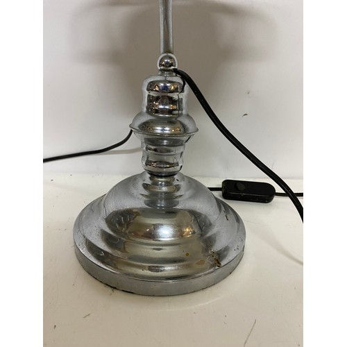 842 - Silver metal bankers lamp fully working