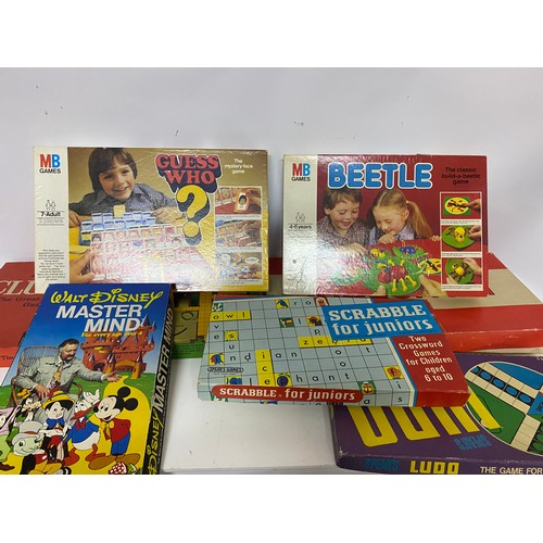 848 - Box of vintage board games including Walt Disney Mastermind, Hands Down etc