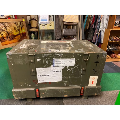 687 - Large wooden ammunition box measuring 109 x 66 x  cms tall73