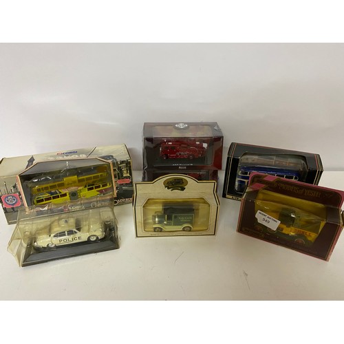 949 - Selection of 7 x collectable models including a Corgi 43508 balloon tram, a An Atlas Edition Jaguar ... 