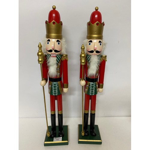 950 - Pair of wooden King Nutcrackers measuring 59 cms tall