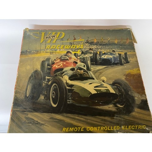 630 - Victory Industries VIP raceways slot car racing set in original box.