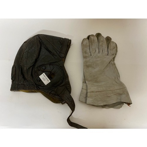 632 - WW2 RAF flying helmet and gloves