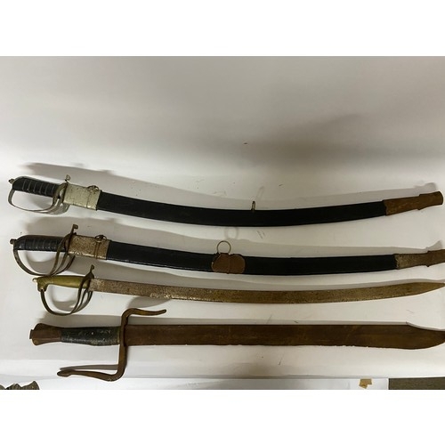 673 - Collection of 4 x Military swords. longest is 38.5cms