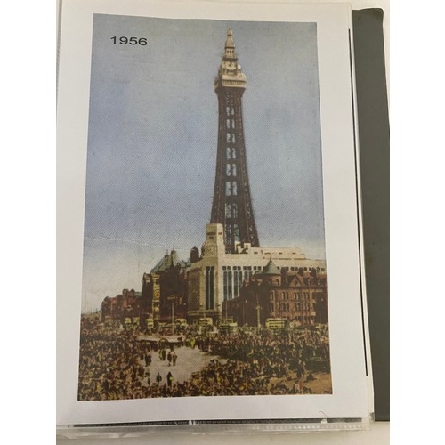 742 - Folder containing 100 x A4 photocopies of Blackpool circa 1900 onwards Pleasure Beach to Uncle Toms ... 