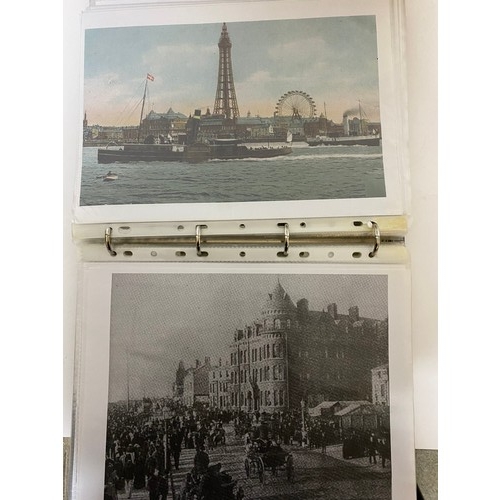 742 - Folder containing 100 x A4 photocopies of Blackpool circa 1900 onwards Pleasure Beach to Uncle Toms ... 