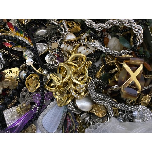 13 - Large collection of costume jewellery in steel container