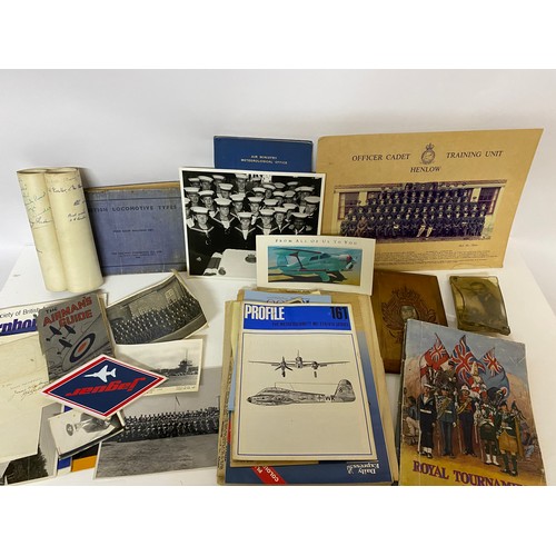 19 - Box of militaria including photos, postcards and ephemera