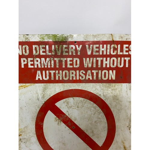 23 - Vintage sign - no delivery vehicles measuring 50 x 68 cms