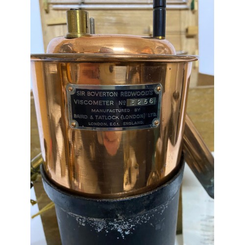 35 - Sir Boverton Redwood's viscometer no.5256 manufactured by Baird and Tatlock in brass and copper