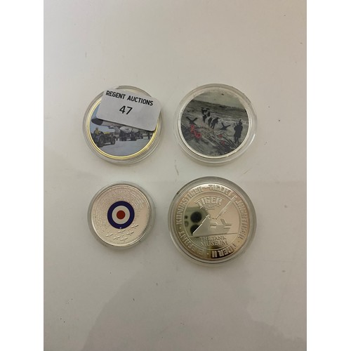 47 - 4 x military collectable commemorative coins