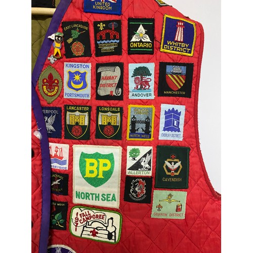 152 - Belstaff waistcoat size XL with selection of patches mainly Scouting front and back