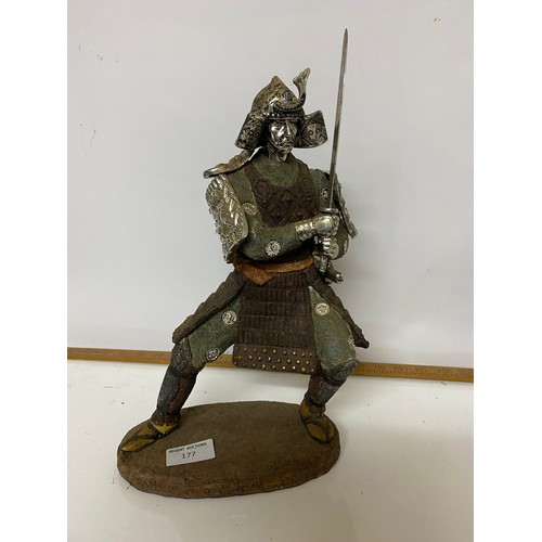 177 - Samurai soldier and archer figure standing 35 cms tall by Leonardo Collection, slight damage to sold... 