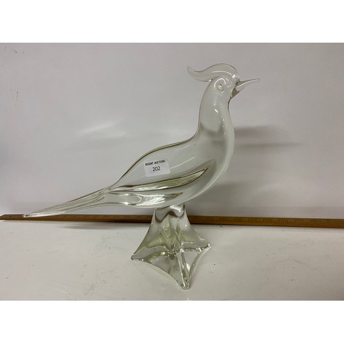 202 - Glass pheasant figurine/paperweight measuring 27 cms tall