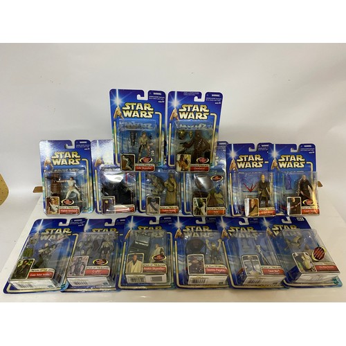 259 - Star wars Episode II Attack of the Clones 14 saga figures, new condition sealed on blue cards. Made ... 