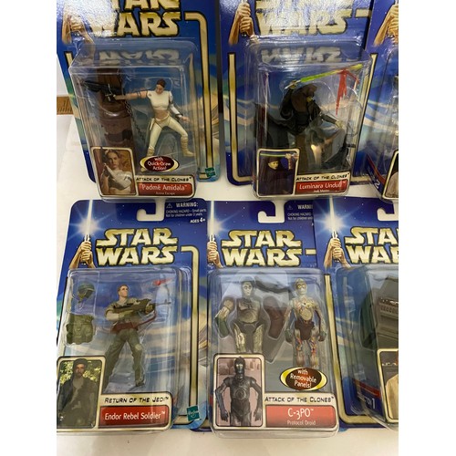 259 - Star wars Episode II Attack of the Clones 14 saga figures, new condition sealed on blue cards. Made ... 