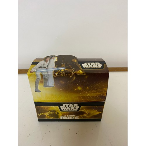 268 - Star Wars A New Hope TCG, box of 15 sealed packets, containing 7 common cards, 3 uncommon cards and ... 