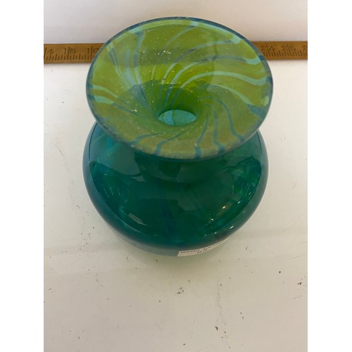 63 - Signed Mdina glass vase measuring 13 cms tall