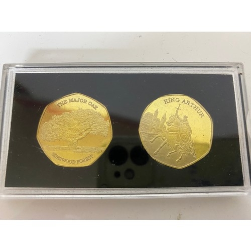 7 - 2 x gold plated collectable 50p coins