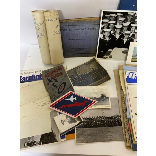 19 - Box of militaria including photos, postcards and ephemera