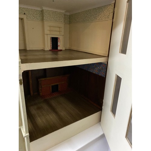 181 - Vintage dolls house with opening front and side measuring 105 x 125 cms tall