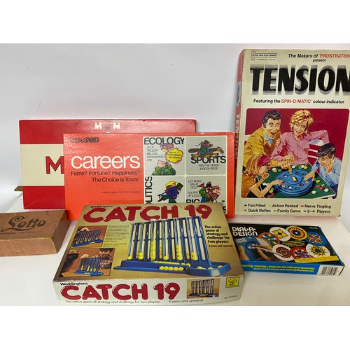 315 - Selection of vintage board games including Monopoly, Tension, Catch 19 etc