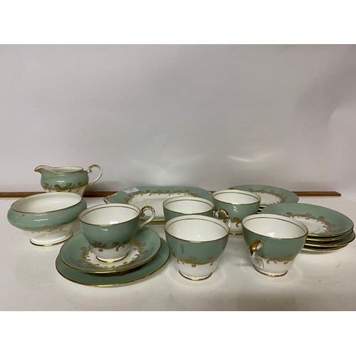 332 - Selection of Aynsley 'Sherwood' design comprising 5 x trio's, milk and sugar bowl and a cake plate