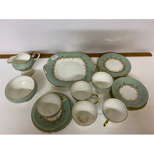 332 - Selection of Aynsley 'Sherwood' design comprising 5 x trio's, milk and sugar bowl and a cake plate