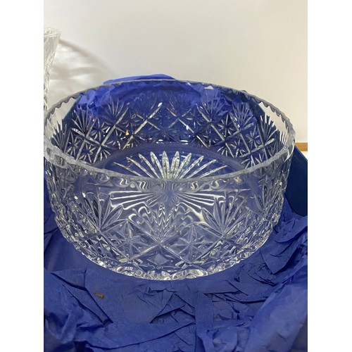 338 - Selection of cut glass vases and a BRK 24% lead crystal bowl measuring 22 cms diameter