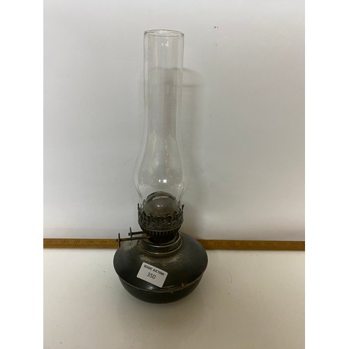 350 - Chrome oil lamp with glass funnel 37cms