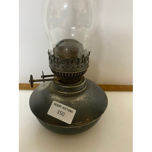 350 - Chrome oil lamp with glass funnel 37cms