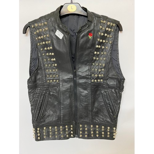 399 - Vintage leather Triumph motorcycle jacket/waistcoat