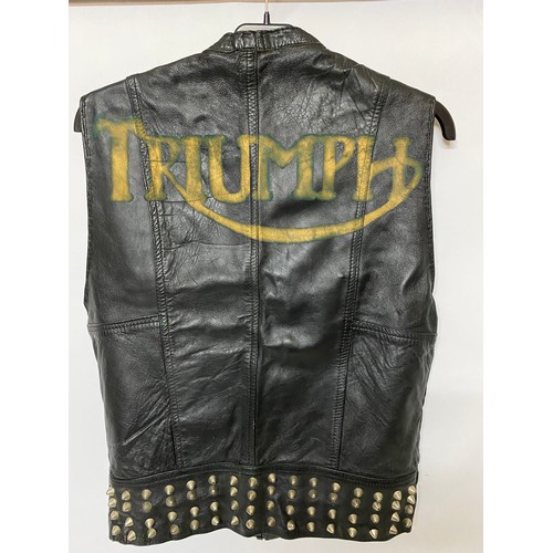 399 - Vintage leather Triumph motorcycle jacket/waistcoat