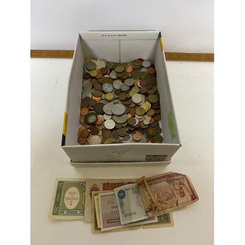 425 - Selection of foreign coins and notes