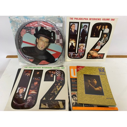 312 - Selection of U2 memorabilia including 6 x picture discs and 2 x coloured Vinyl