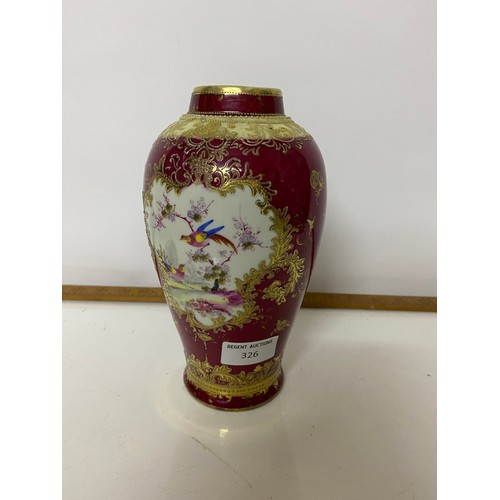 326 - Noritake vase in red and gold, 23cms