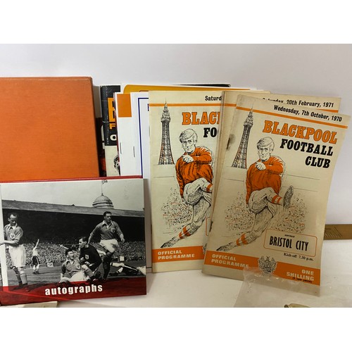 328 - Blackpool Football club programmes from 1950's to 1960's. Also trade cards and assorted memorabilia ... 