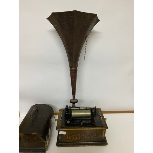 345 - An Edison standard phonograph complete with horn and box