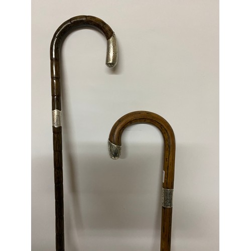 358 - 2 walking sticks with silver tips and collars